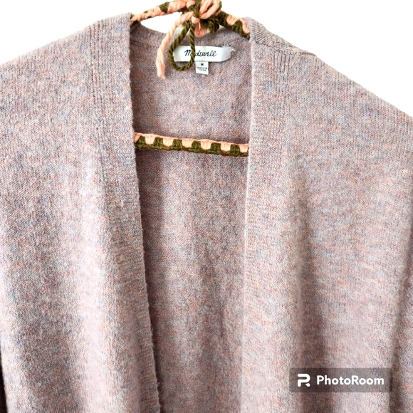 Madewell Wool Blend Walker Cardigan Sweater, Open Front, Pockets, Slouchy Fit M - Picture 3 of 12